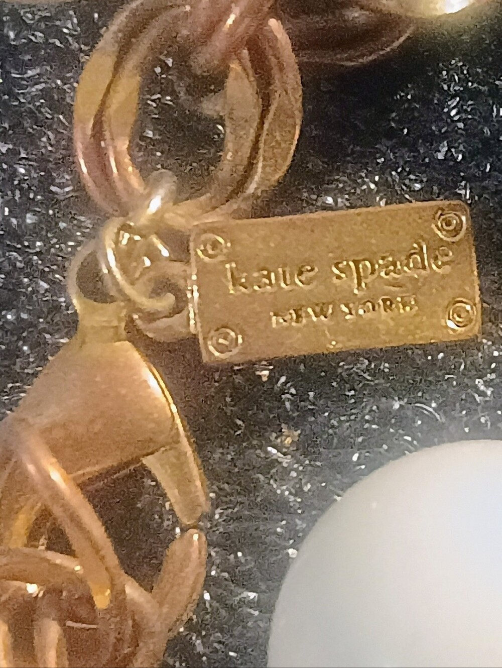 Kate Spade Women’s Gold and White Beaded Charm Bracelet - Picture 2 of 2